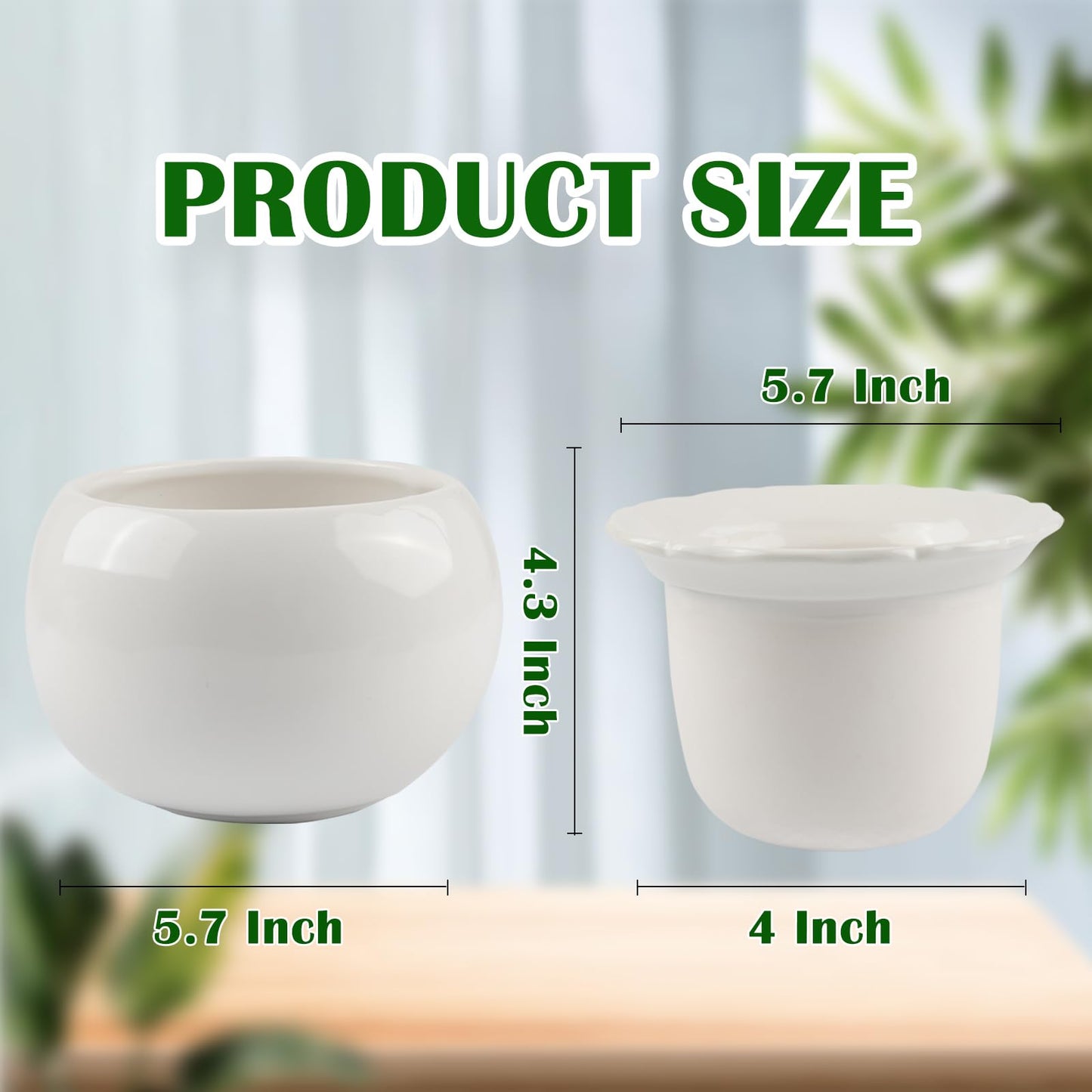 BUYMAX African Violet Pots, 6 inch Ceramic Easy Self Watering Plant Pot for Busy Plant Lovers, Automatically Absorb Appropriate Amount of Water, Flower Pot Indoor-Plants Not Included