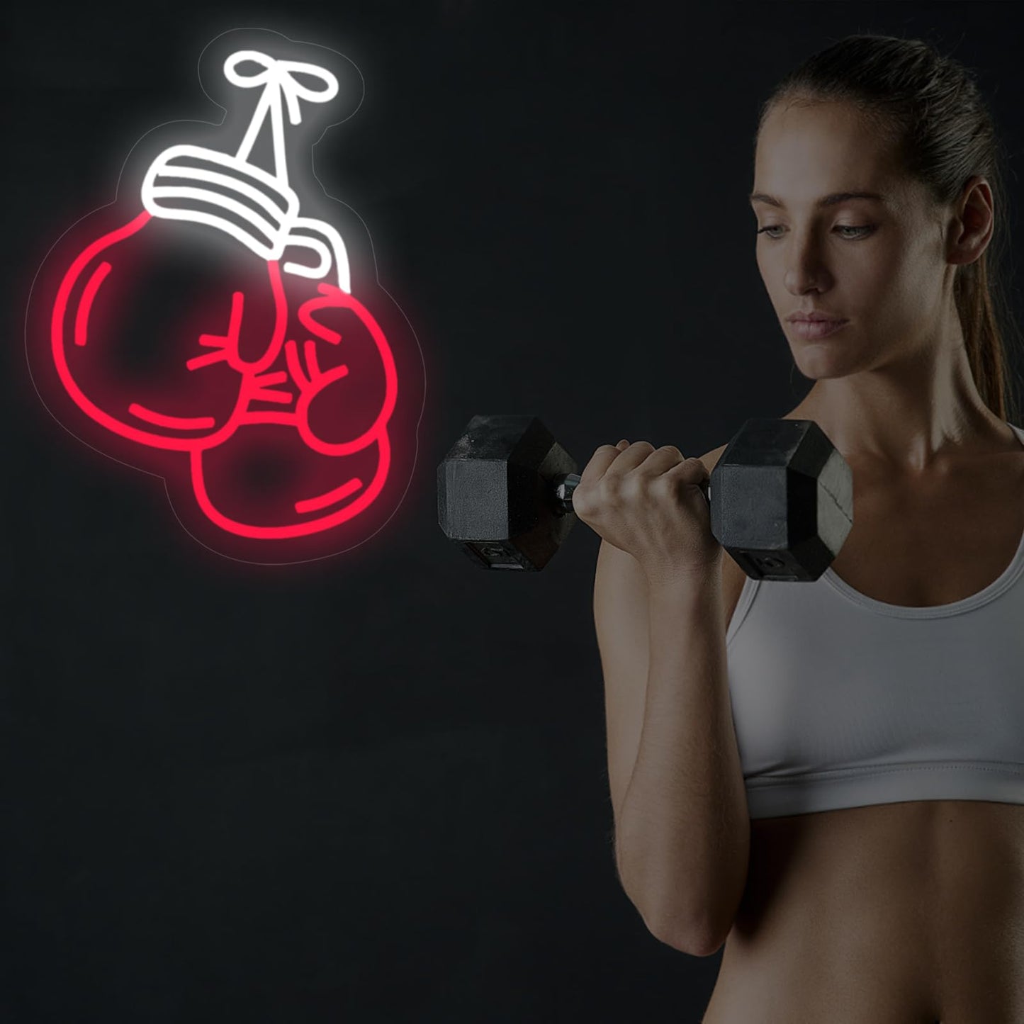 Boxing Gloves Neon Signs for Wall Decor, Home Gym Decor, Bedroom, Garage Gym,Man Cave, Workout Room, Fitness Center, Sports Club, Men's Wall Decor, 15.7"x11.8"