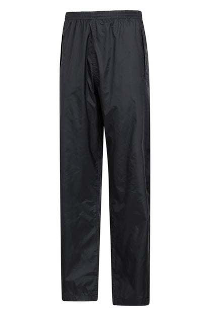 Mountain Warehouse Pakka Womens Waterproof Over Trousers - Packaway Bag, Breathable Rain Pants, Hook & Loop Ankle Opening Ladies Rainwear - for Spring Summer & Outdoors Black Women's Size 12
