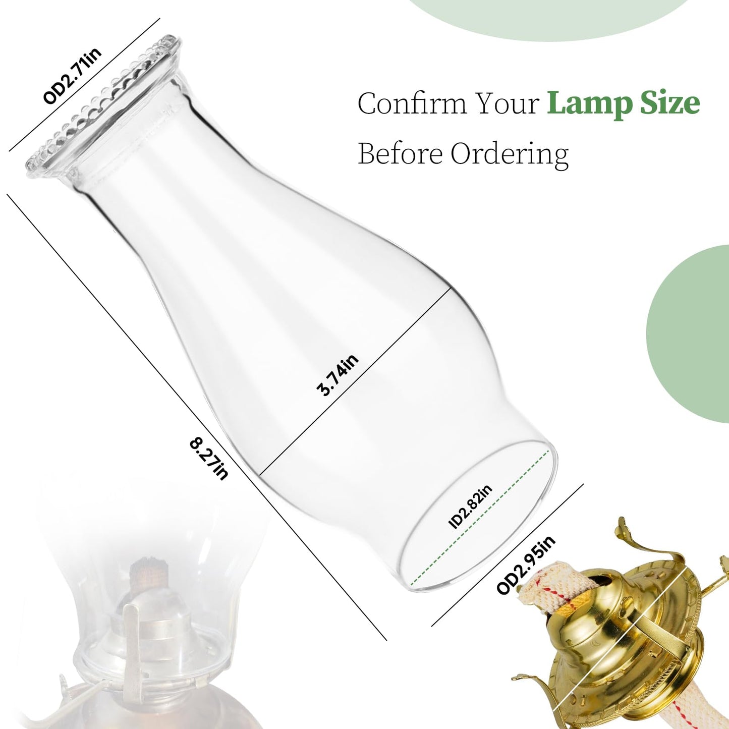 Oil Lamp Chimney Replacement – Clear Hurricane Lamp Glass Shade (Wave Style) for Kerosene Lamps – 3 Inch Base（1 Pack）