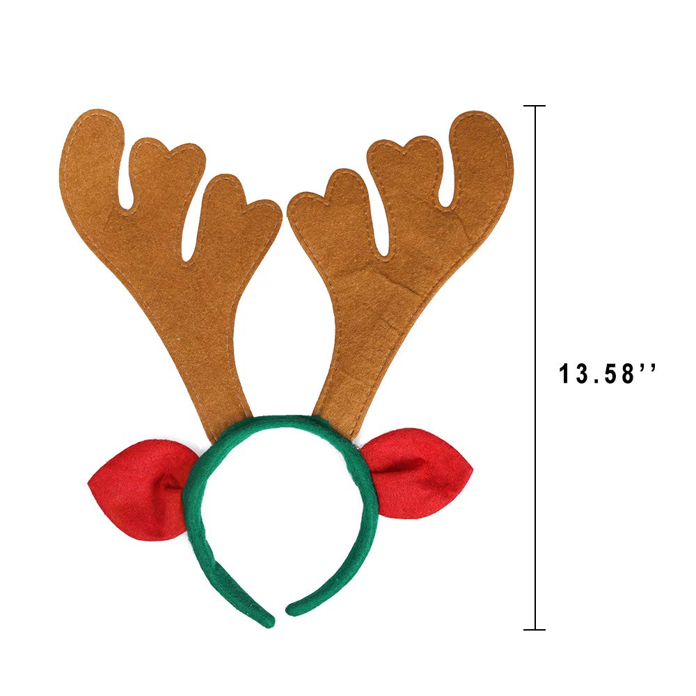 Max Fun Christmas Headbands Reindeer Antlers Headband Xmas Decoration Costume Hairbands for Christmas Parties Holiday Favors Photo Booth(Pack of 8)