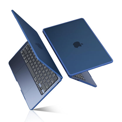 BlueSwan TPU Frame Case Compatible for MacBook Air 13 inch M4 M3 M2 2025 2024 2022 (A3240 A3113 A2681) Anti-rupture Anti-fingerprint Matte Hard Shell Cover Mac 13,6" - (Blue Edge) Frosted Midnight