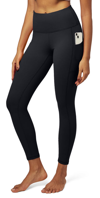IUGA Yoga Pants with Pockets, Tummy Control, Workout Running Leggings with Pockets for Women, Black I840, M