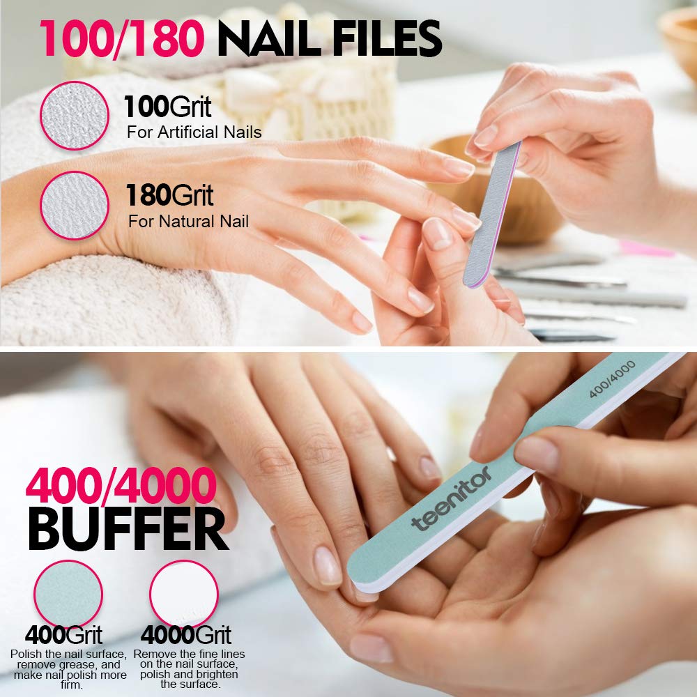 Teenitor Clear Coffin Nail Tips Set, Long Acrylic Nail Kit Full Cover Clear Press On Nails, 600 Pcs Fake Nails with Glue, Acrylic Nail Clipper Files and Buffer Polisher