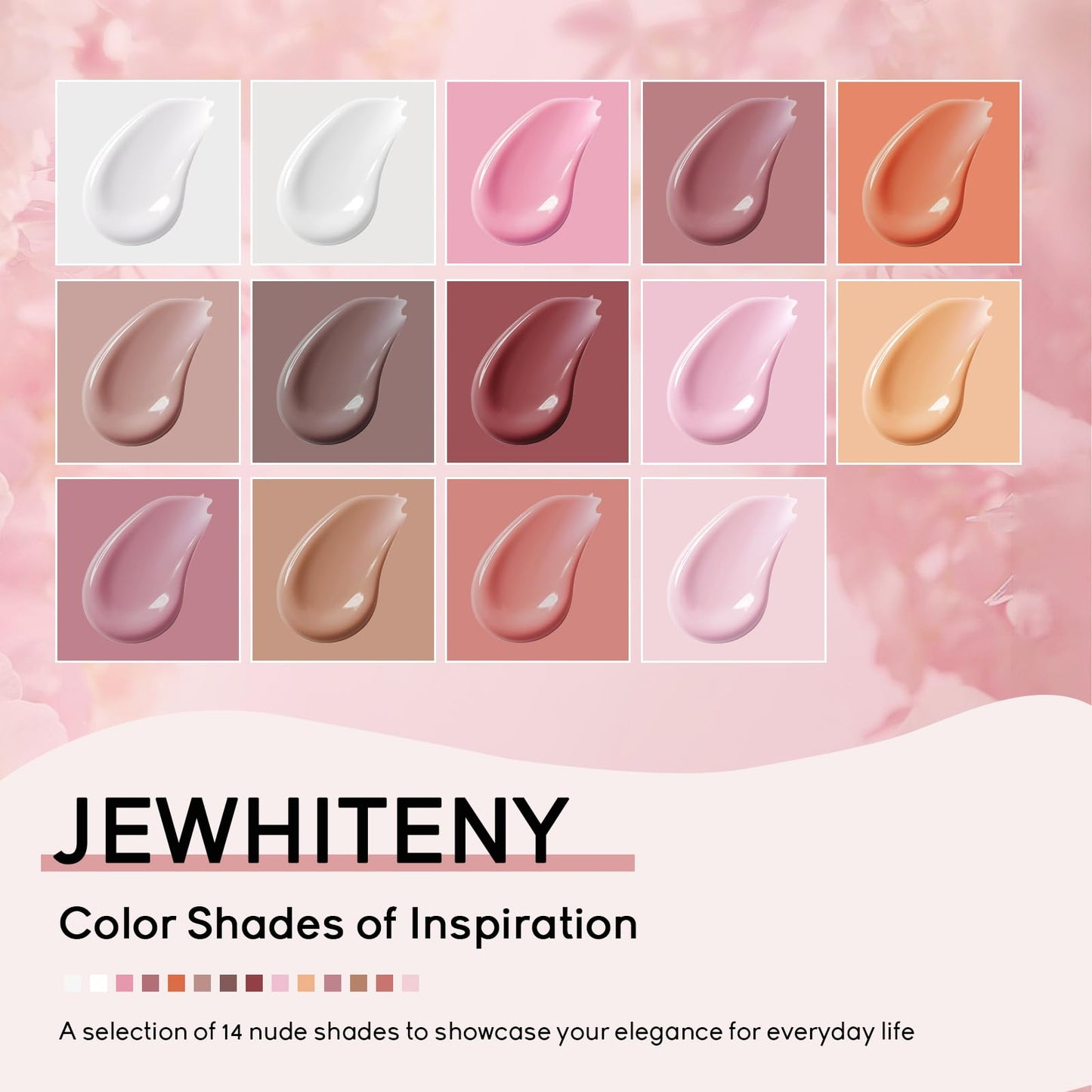 JEWHITENY Poly Extension Gel Nail Kit 14 PCS Poly Gel Kit with Slip Solution and Mini Lamp Nail Art Design Beginner