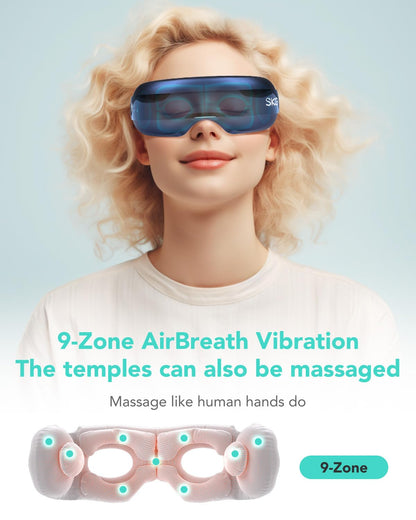 SKG Eye Massager with Heat, Bluetooth Heated Eye Massager for Relief with Vision Window Music, Soothing Eye Care to Relax Eyes, Best Gifts for Women Men