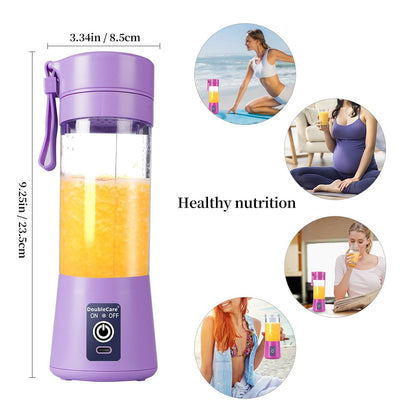Portable Blender Cup,Electric USB Juicer Blender,Portable Juicer For Shakes and Smoothies, juice,380ml, Six Blades Great for Mixing,light purple
