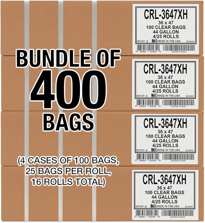 Aluf Plastics 45 Gallon 0.9 MIL Clear Garbage Bags
