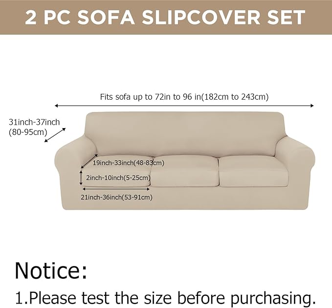 HunnmingRe Sofa Covers for 3 Cushion Couch Stretch Sofa and Loveseat Covers Set