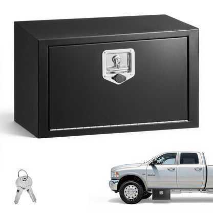 VEVOR Underbody Truck Tool Box, 24 x 12 x 14 Inch Heavy Duty Steel Trailer Storage Box with Lock & Keys, Waterproof Trailer Storage Organizer Under Body Chest with T-Handle for Truck, Van, SUV, Black