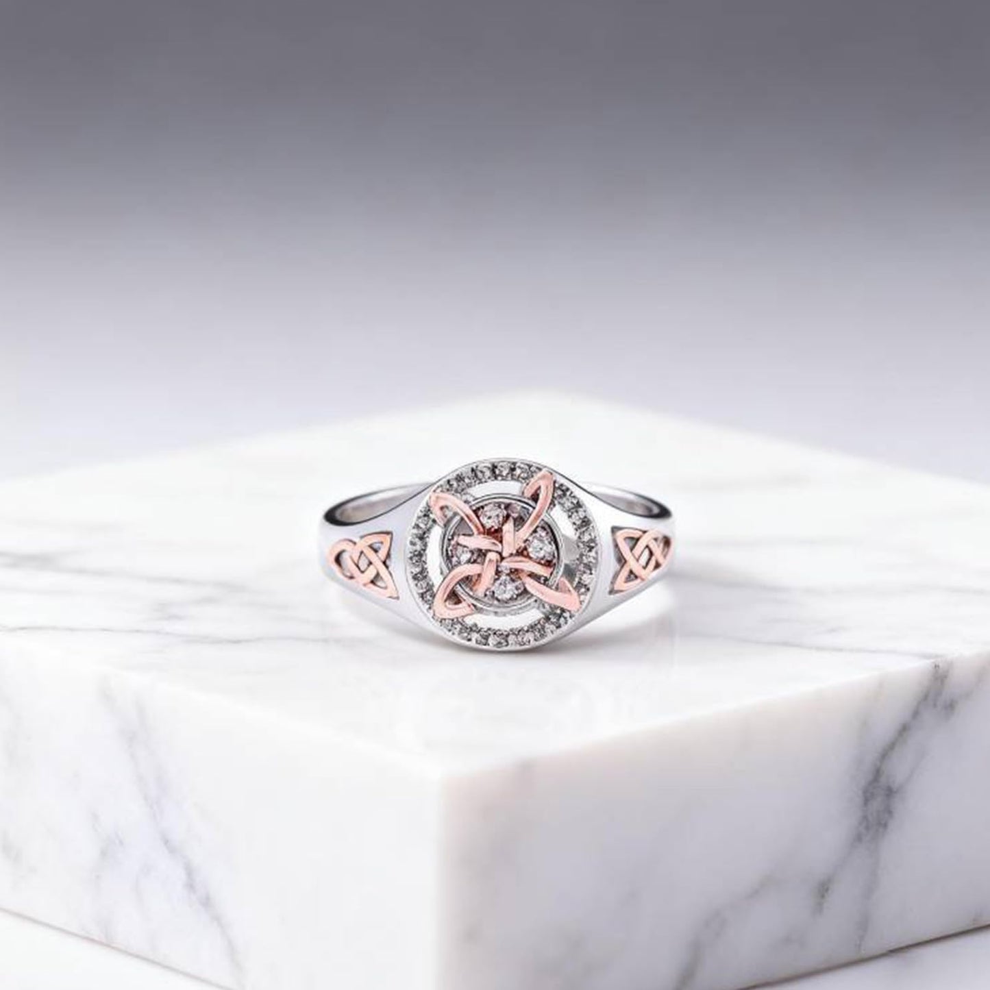diyebof Women‘s Rings Copper Geometric Band Rings With Two Tone Zircon Accents Designed For Professional And Social Event In Sizes 6 To 10 (10)