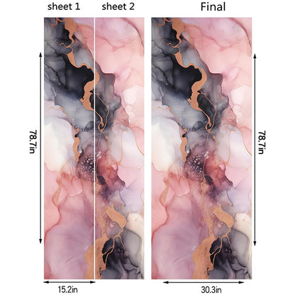 REDAMANCY Modern Pink Grey Purple Abstract Marble Peel and Stick Door Stickers Vinyl Decals Decor Modern Self-Adhesive, Waterproof, Removable