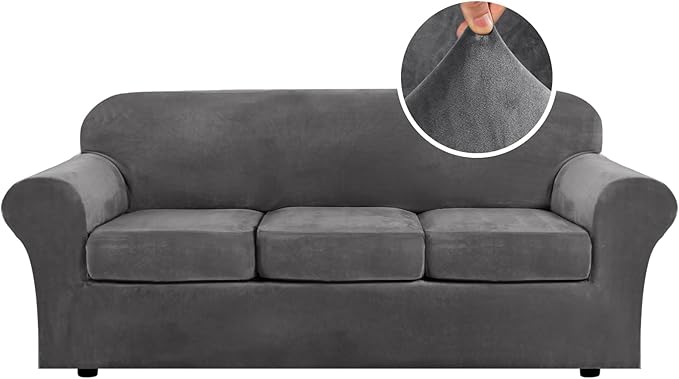 H.VERSAILTEX 4 Pieces Thick Velvet Sofa Covers Couch Covers