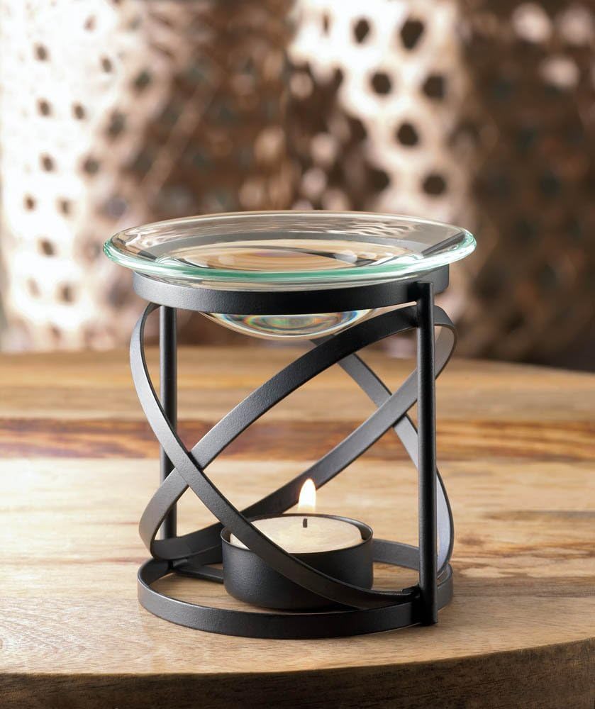 Zingz & Thingz Art Deco Collection Structural Metal Oil Warmer, Orbital, 3.625x3.625x3.625