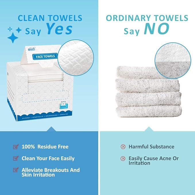 HOMEXCEL Face Towels, Biodegradable Makeup Remover Dry Wipes, Super Soft Clean