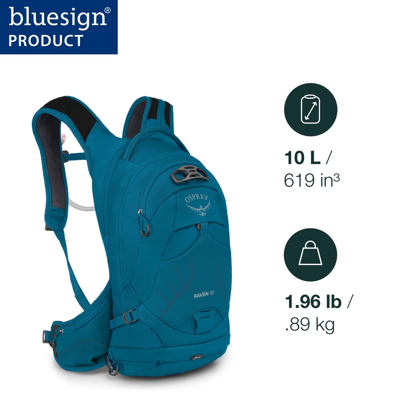 Osprey Raptor 10L Men's Biking Backpack with Hydraulics Reservoir, Postal Blue