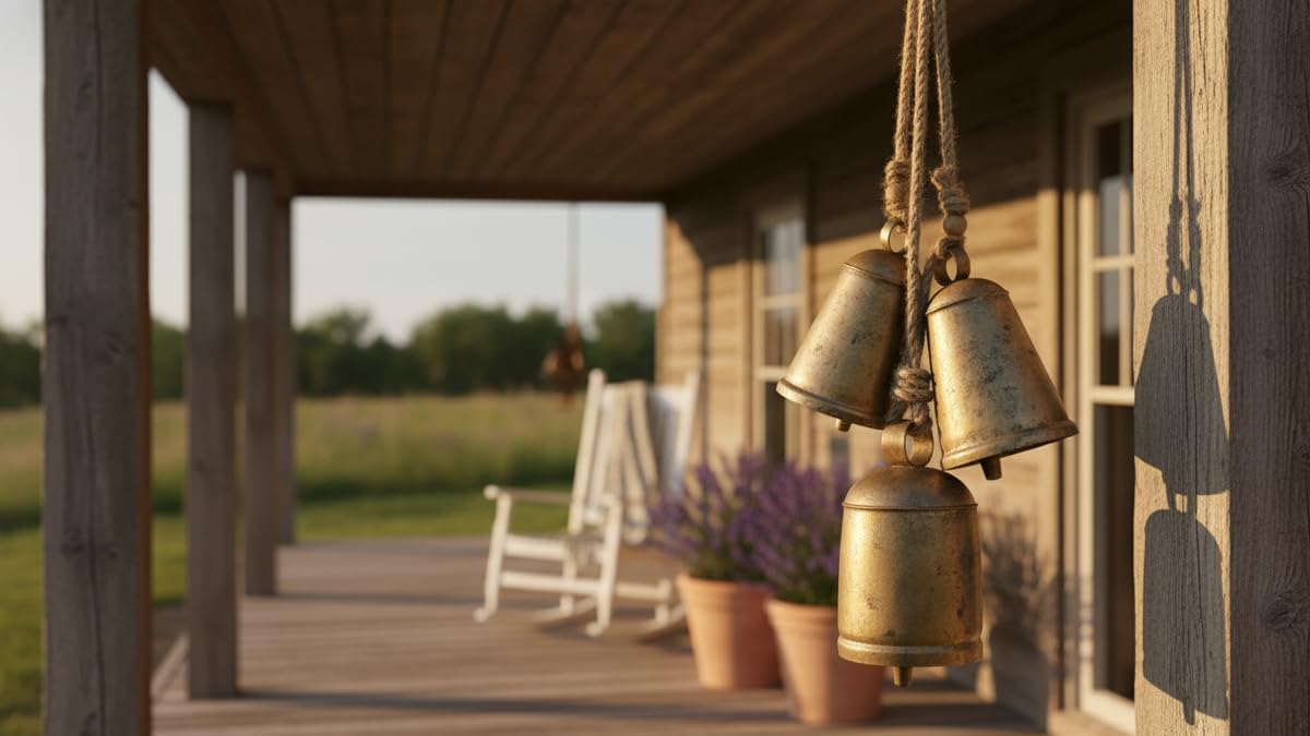 Cow Bells Huge Vintage Handmade Rustic Lucky Christmas Hanging Cone Bells, Round Bells Set of 3