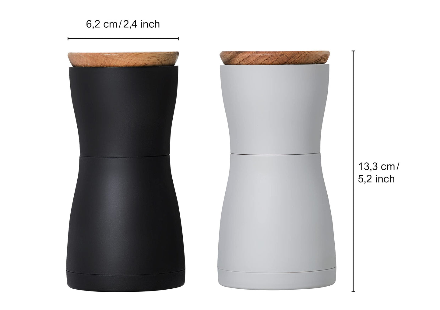 AdHoc Twin Salt and Pepper Mill Gift Set - Salt & Pepper Grinder for Gourmet Seasoning - Adjustable Manual Grinder for Fine to Coarse Spices