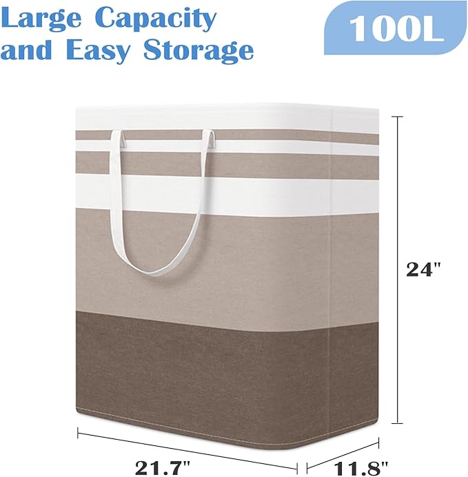 BlissTotes 3-Pack Laundry Basket, Freestanding＆Waterproof Laundry Hamper