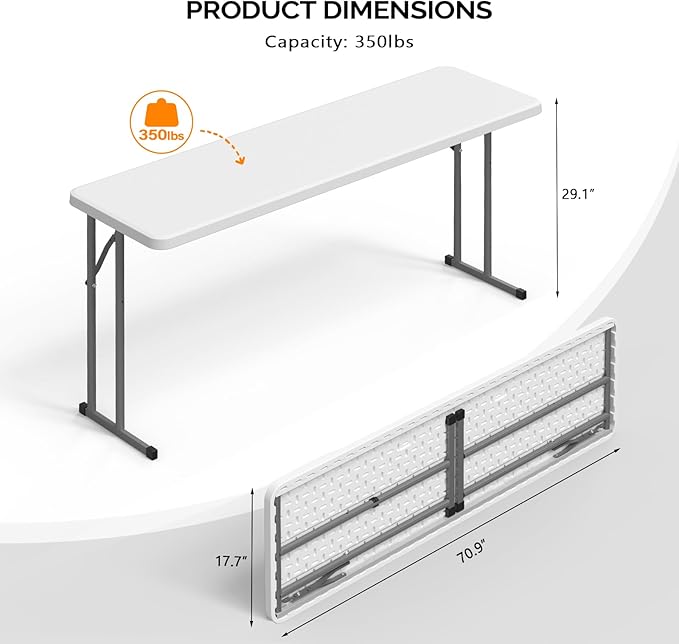 VINGLI 5 FT Narrow Folding Table, Home Work