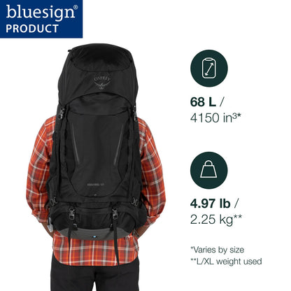 Osprey Kestrel 68L Men's Backpacking Backpack, Bonsai Green, L/XL