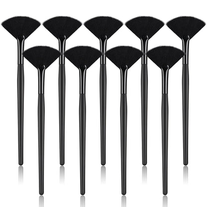 9 Pieces Facial Fan Mask Brushes, Soft Facial Applicator Brushes Tools for Peel Glycolic Makeup for Mud Cream(Champagne)