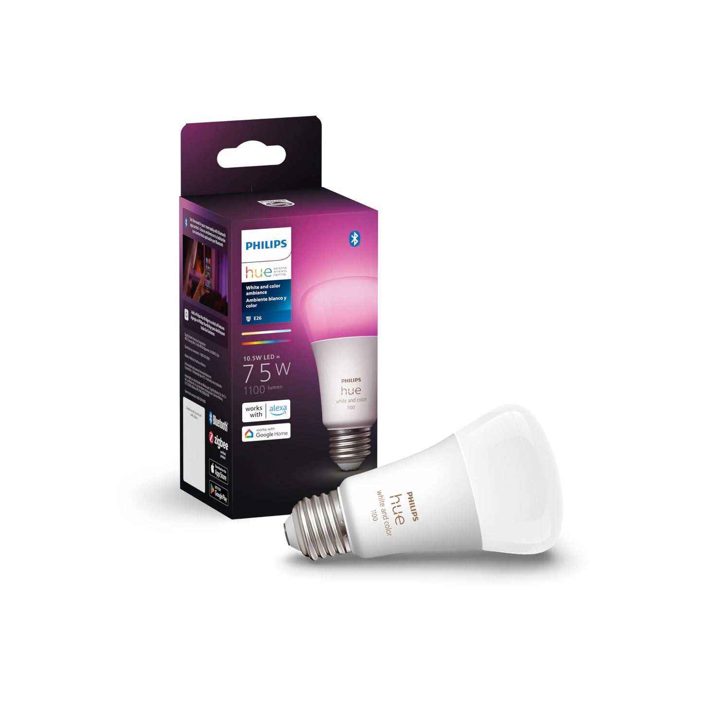 Philips Hue Smart 75W A19 LED Bulb - Soft Warm White Light - 2 Pack - 1100LM - E26 - Indoor - Control with Hue App - Works with Alexa, Google Assistant and Apple Homekit