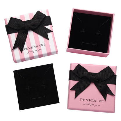14pcs Small pink Cardboard Gift Jewelry Boxes for Necklace, Earring, Ring, Pendant, Bracelet, Anklet, Jewelry Holder，Bulk Gift Box jewelry display (pink with white stripes)