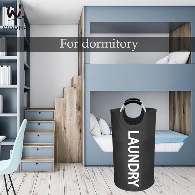 WOOHA 95L Large laundry baskets, Tall Clothes Baskets Folding Washing Bin