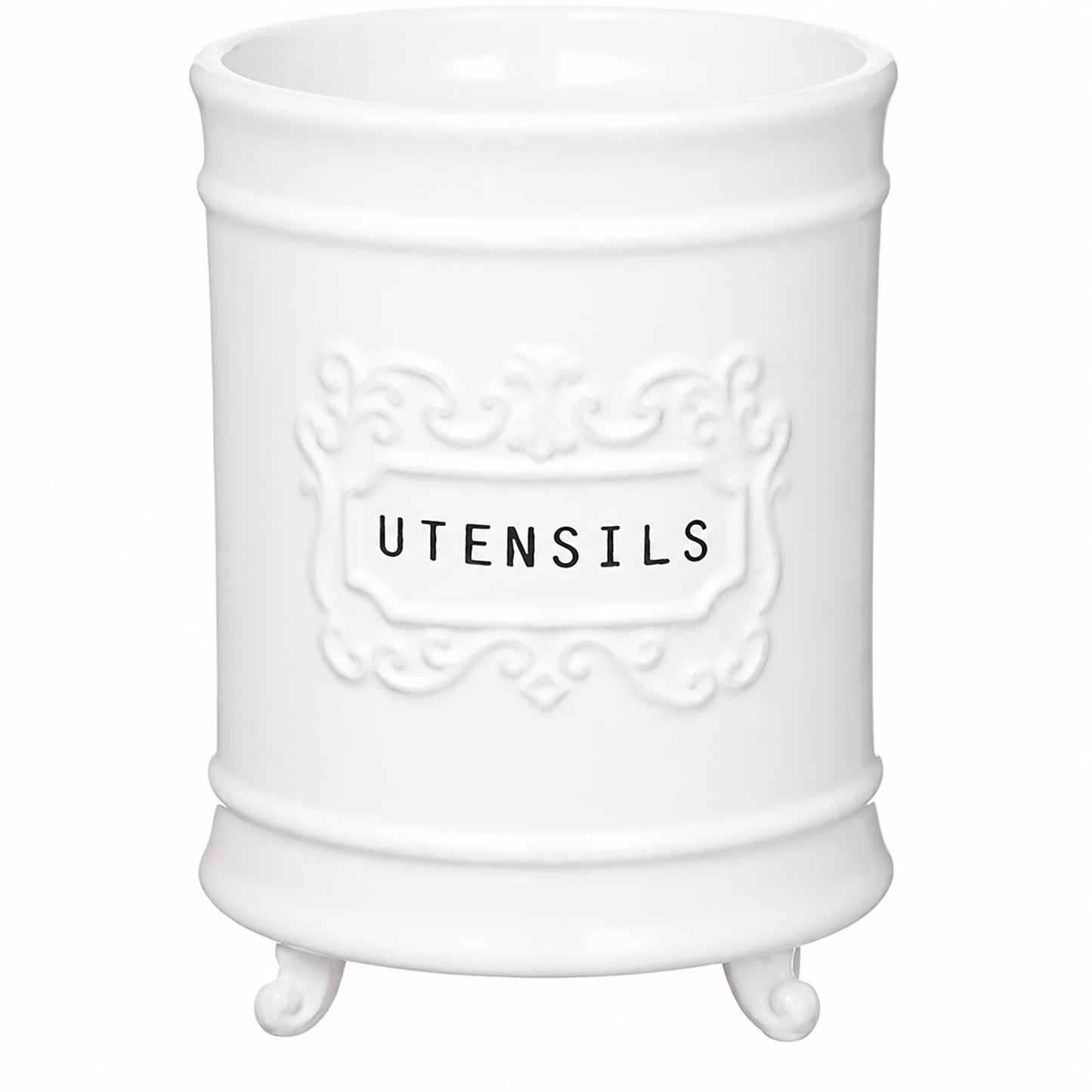 Mud Pie Circa Utensil Ceramic Holder, 6.5"x5" dia, Utensils