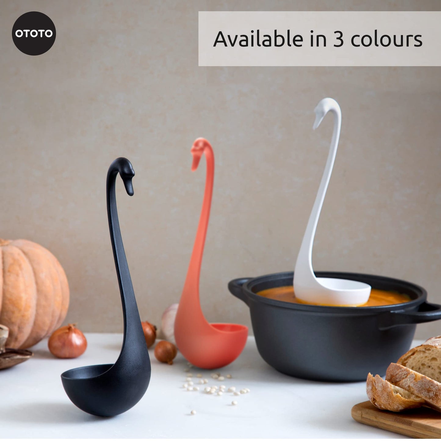 OTOTO Swanky Swan Soup Ladle- Silicone Soup Spoon, BPA-Free, Heat Resistant Soup Ladles For Serving & Cooking - Cute Kitchen Accessories, Unique Kitchen Gifts, Fun Cooking Gadgets (White)