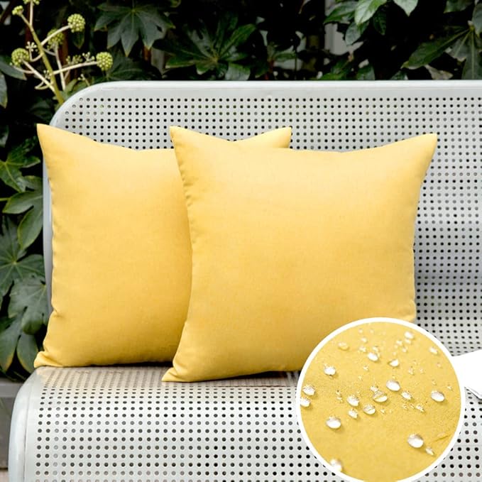MIULEE Pack of 2 Decorative Outdoor Solid Waterproof Throw Pillow Covers Faux