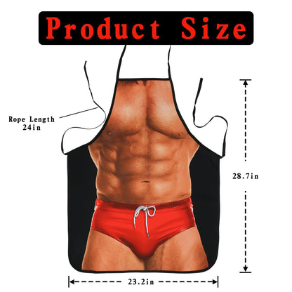 Landisun Apron Kitchen Chef Cooking Gag Gift 1 Piece of Creative Funny Grilling Baking (Macho Muscle Man)