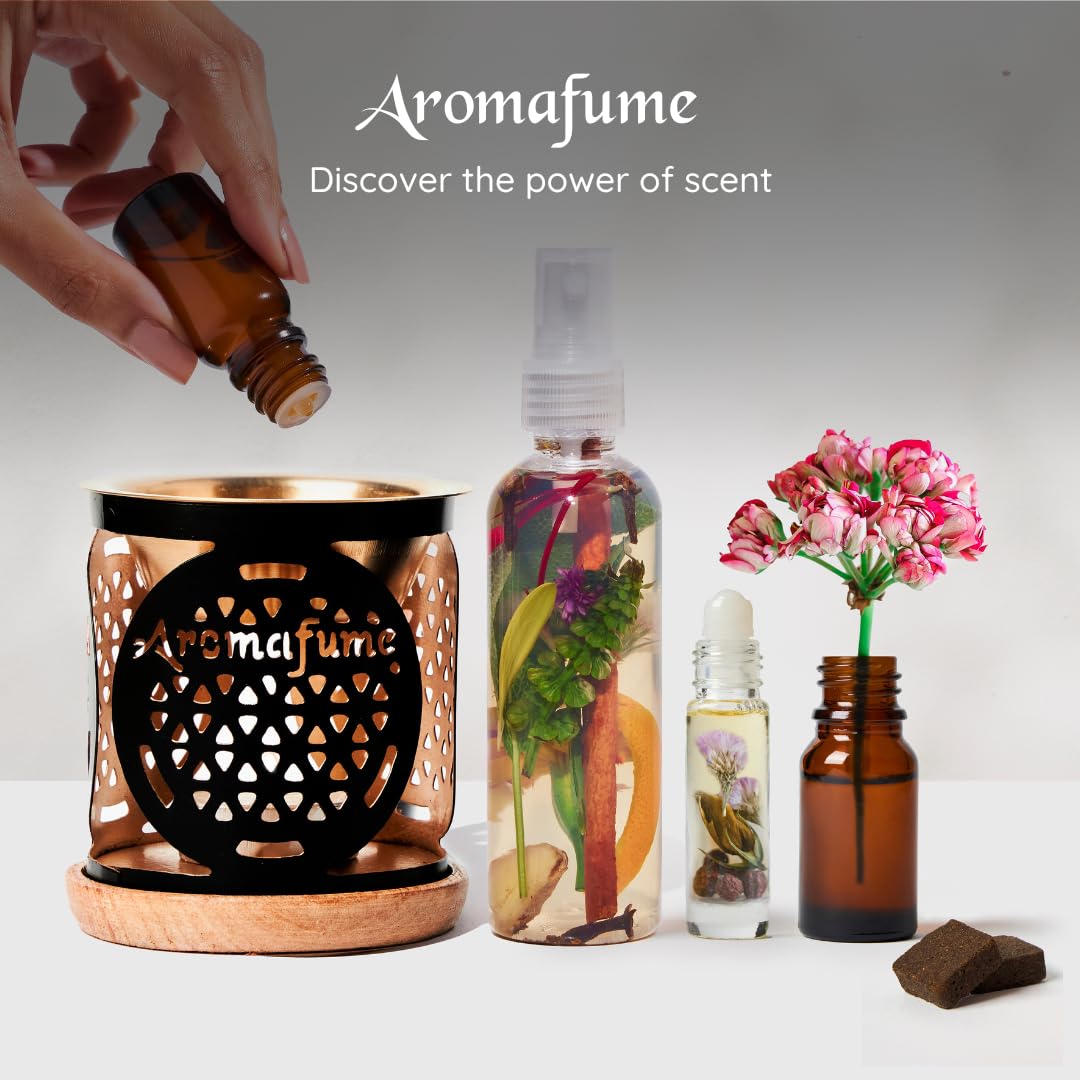Aromafume Tree of Life Essential Oil Burner | Oil Diffuser with Candle | Brass Burner with 10ml Essential Oil