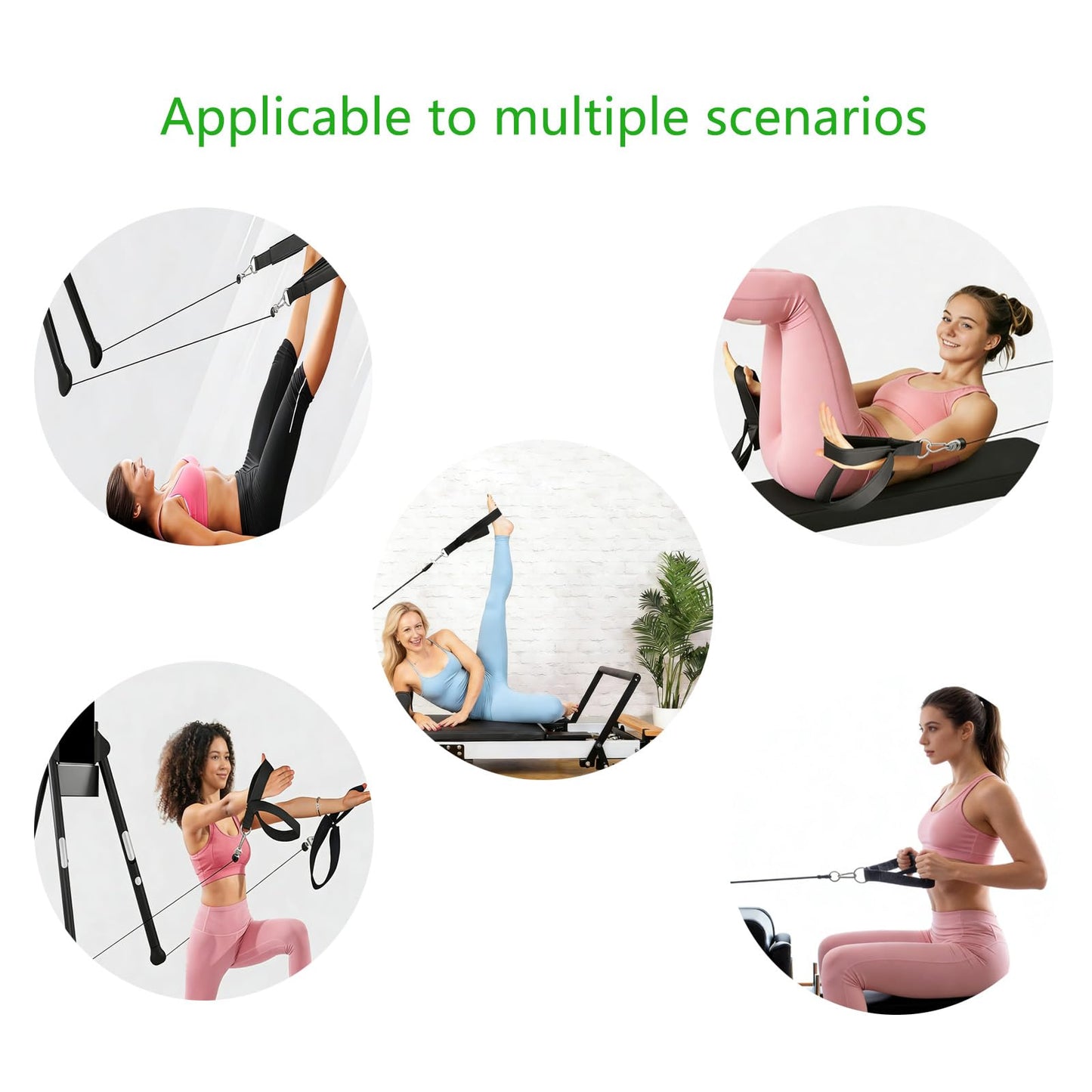 Arisenca Pilates Double Loop Straps with Extra Padding, Adjustable D Ring Reformer Straps for Home Gym, Yoga Stretching, Core Strength Training