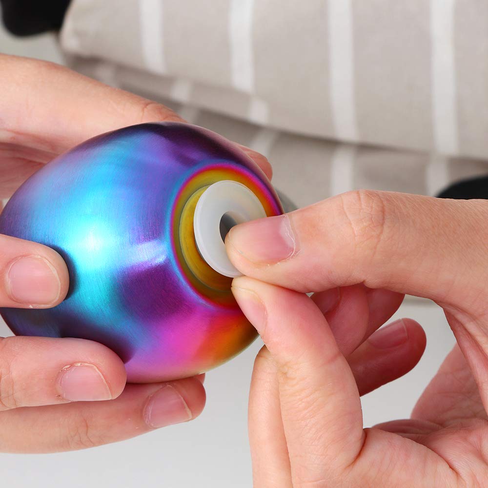 2-Piece Set Rainbow Salt Pepper Shakers, Cute Egg Shape Stainless Steel Condiment Jar for Home and Kitchen Utensils, Comfortable and Ergonomic