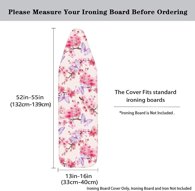 Butterfly Cherry Blossoms Pattern Ironing Board Cover 15x54 Inch Standard