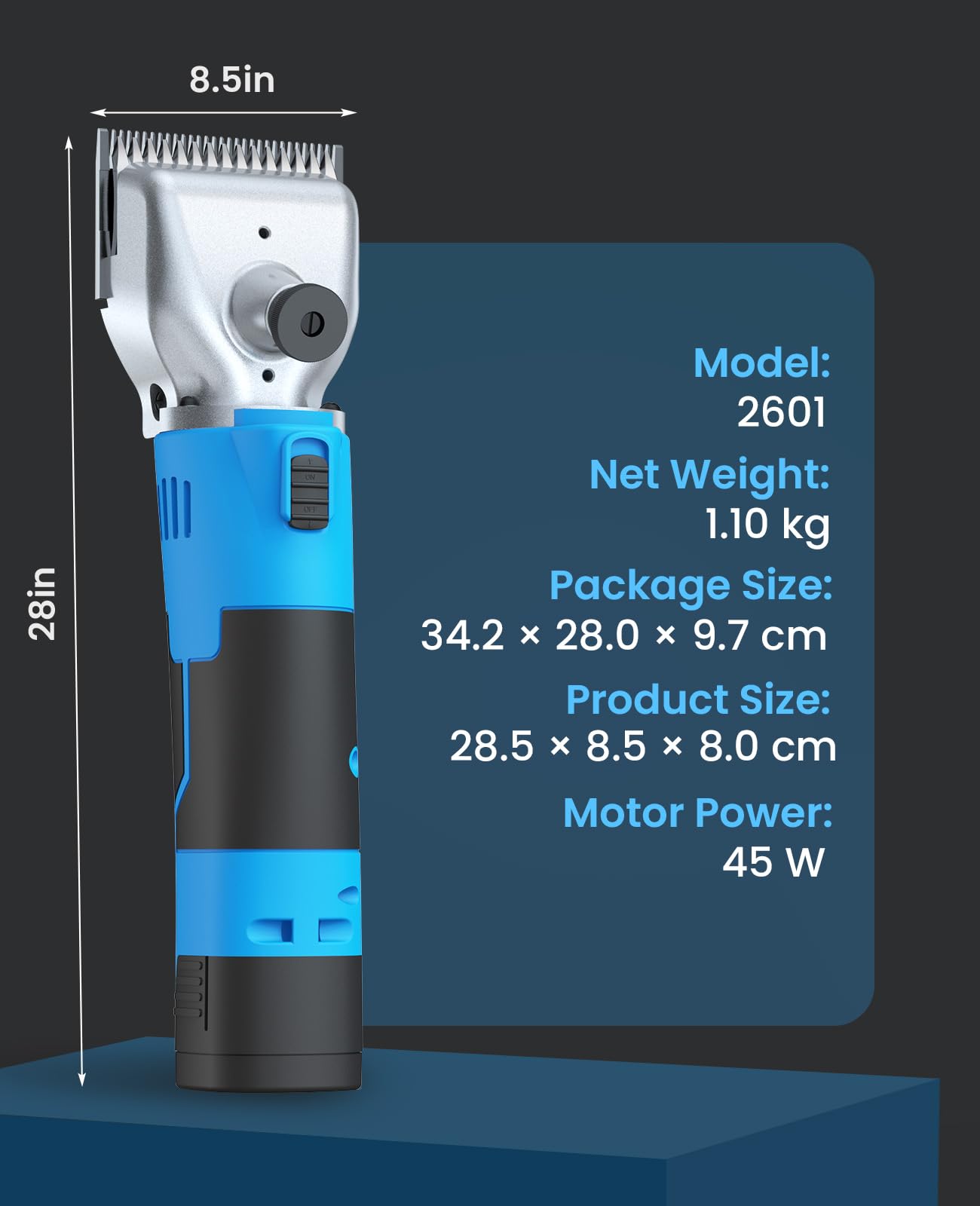oneisall Cordless Horse Clippers with 2 Batteries, Heavy Duty Horse Grooming Kit for Thick Hair, Detachable Stainless Steel Blade, Professional Pony Grooming Clippers
