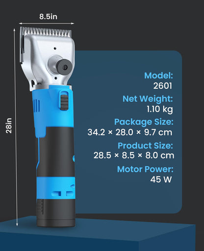 oneisall Cordless Horse Clippers with 2 Batteries, Heavy Duty Horse Grooming Kit for Thick Hair, Detachable Stainless Steel Blade, Professional Pony Grooming Clippers