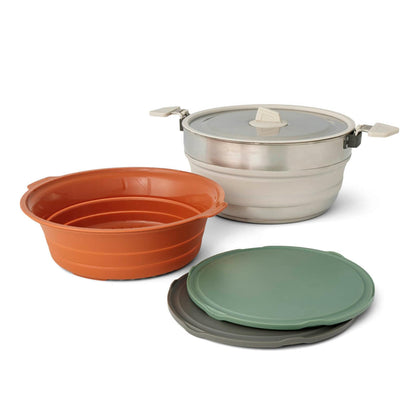 Sea to Summit Detour Essentials Camp Kitchen Kit (5 Liter Pot, Collapsible Colander, 2 Cutting Boards)
