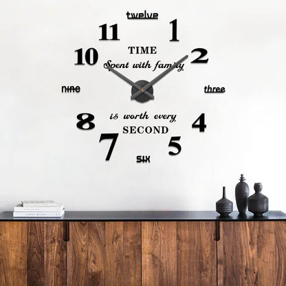 VANGOLD Large DIY Wall Clock Modern 3D Wall Clock with Mirror Numbers Stickers for Living Room Office Decorations Gift
