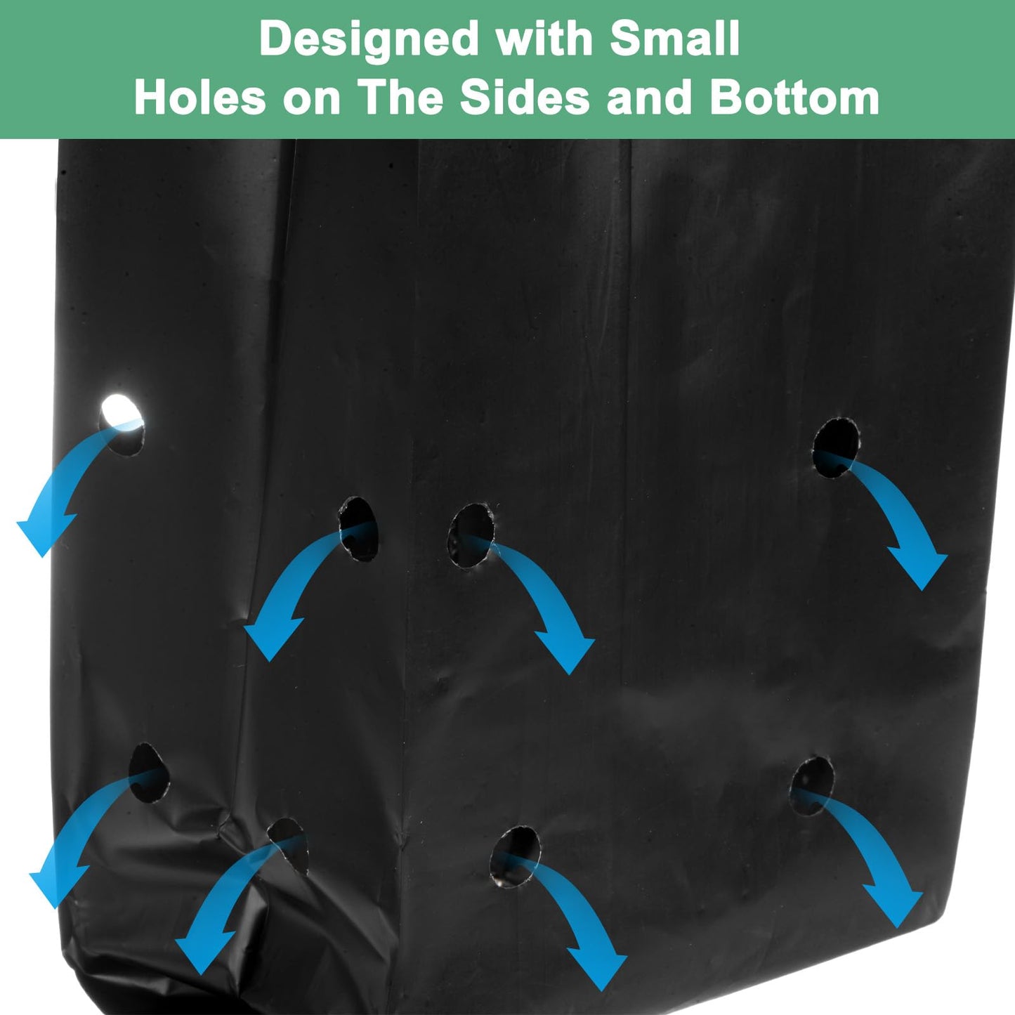 M METERXITY 50-Pack Nursery Growing Bags, 9.4" x 10.6" Thicken Plastic Nursery Bags, Gardening Seed Plant Bags for Potato/Flower/Tomato/Plant Starts/Home Gardening Supplies [Black]