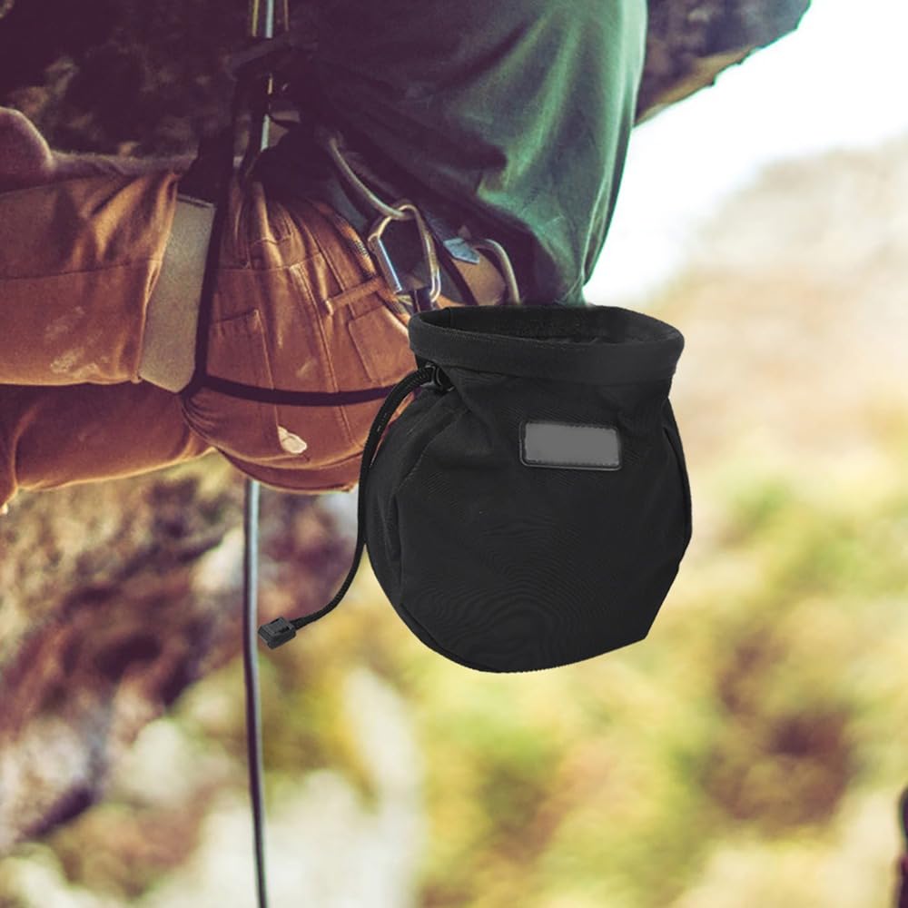 Chalk Bag with Adjustable Waist Belt – Durable Oxford Cloth Climbing Chalk Pouch for Rock Climbing, Gymnastics & Fitness Training (Black, 16x16x6cm)‌