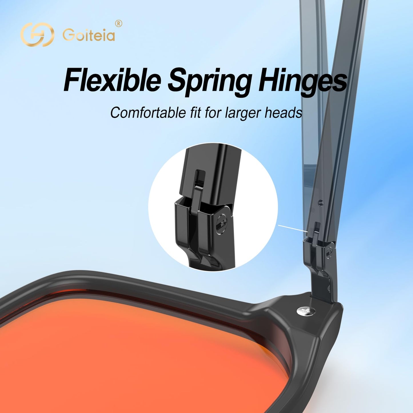 Goiteia 100% Orange Blue Light Blocking Glasses-Amber Tint Gaming Glasses for Better Sleep/Eyes Strain/Light Sensitive-Ultra Light & Spring Hinges for Better Comfort