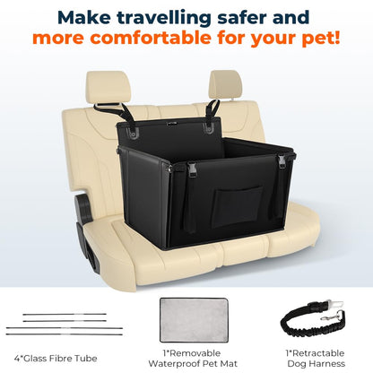 KYG Extra Stable Dog Car Seat Waterproof Dog Car Seat for Dogs Non-Slip Pet Car Seat Scratch Proof Car Seat for Dogs Large-with 4 Fastening Straps Dog Car Seat for Back Seat-up to 26 KG