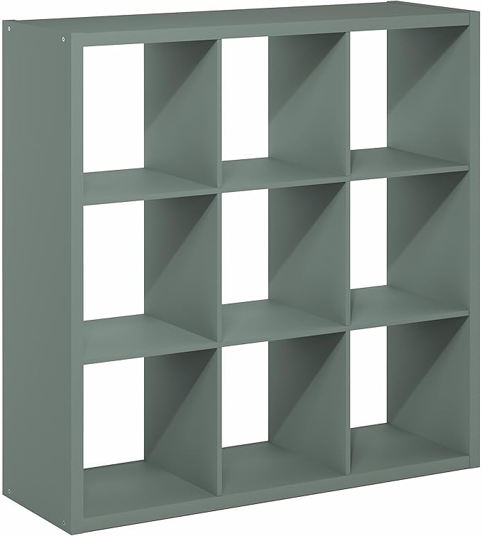 Furinno Cubicle Book Shelf, 9-Cube Bookshelf, Extra Thick Frame Reversible