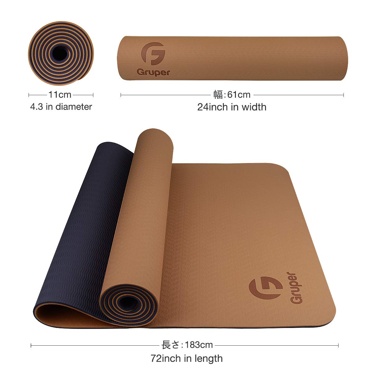 Yoga Mat Non Slip, Eco Friendly Fitness Exercise Mat with Carrying Strap,Pro Yoga Mats for Women,Workout Mats for Home, Pilates and Floor Exercises