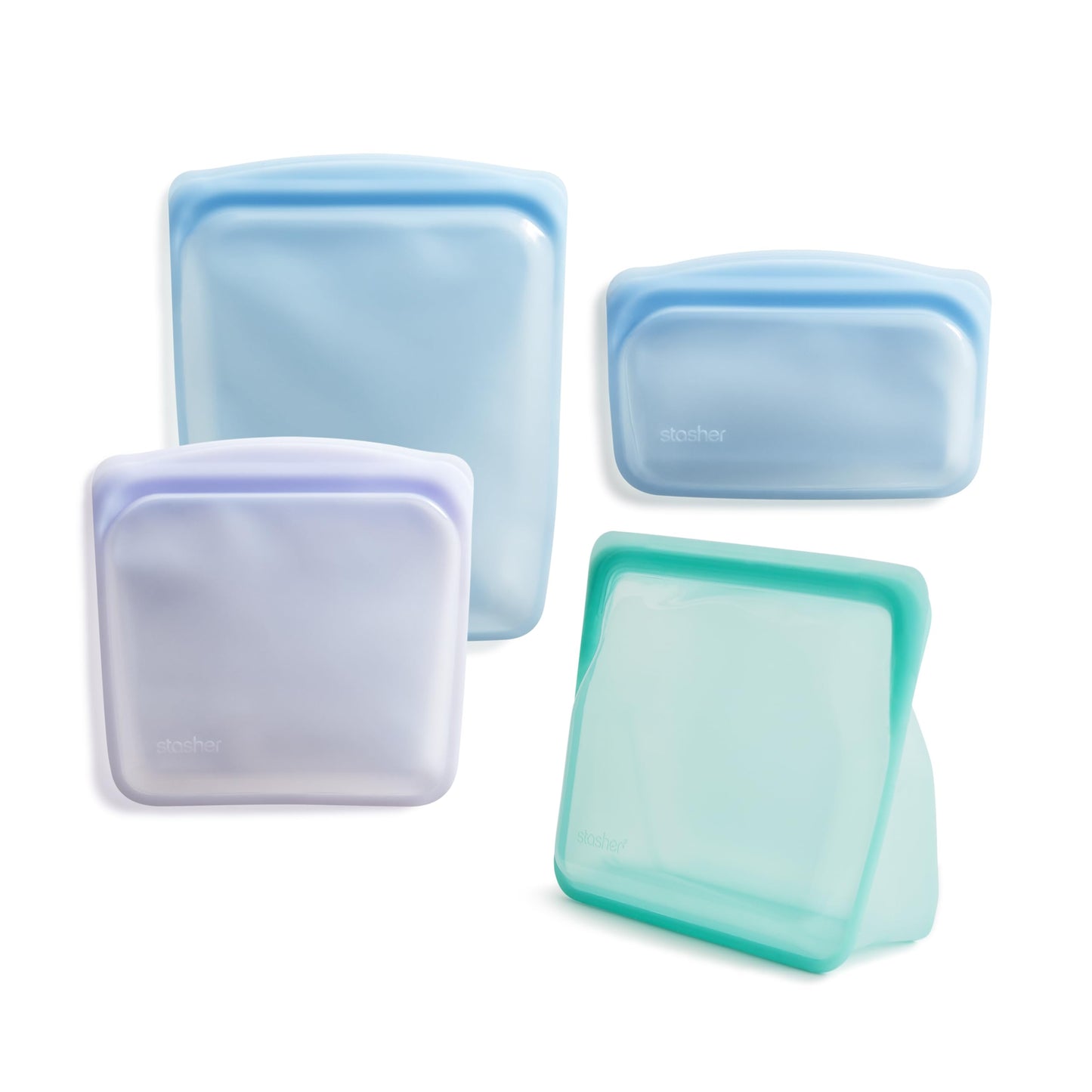 Stasher Premium Silicone Reusable Food Storage Bags, 4-Pack, Endangered Seas, Multi-Use Food Storage Bags, Lunch Bag, Travel Containers, BPA Free, Leak-free, Dishwasher-Safe, Eco-friendly