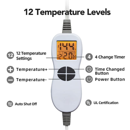 Ambershine 17''x33'' XXXL King Size Heating Pad with 12 Temperature Settings & 4 Auto-Off Countdown Timers, Pain Relief for Back/Neck/Shoulders/Abdomen/Legs, Christmas Gifts for mom dad (Dark Gray)