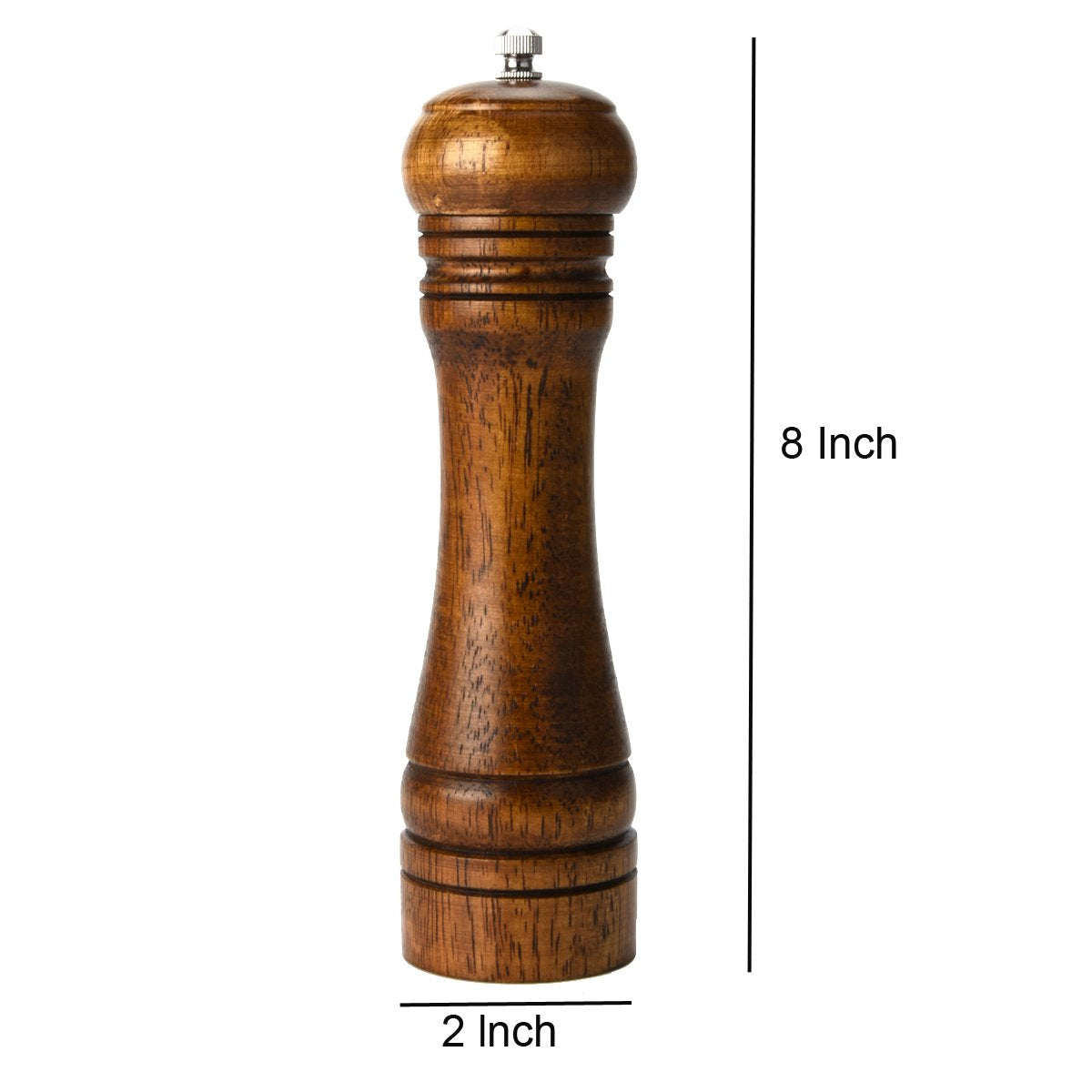 BINHAI Salt and Pepper Mill Set, Wooden Pepper Grinder Set Salt Pepper Grinder Kit Manual Mills Solid with Strong Adjustable Ceramic Grinders 2 Piece 8 Inches
